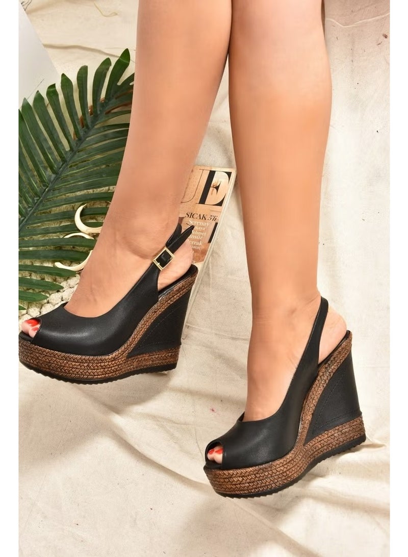 Fox Shoes Black Women's Wedge Heeled Shoes 9674070803 - Image 1